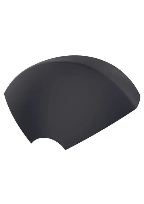 Schwarze Abdeckhaube von Judo, halbkreisförmig mit einer Aussparung, geeignet für spezifische Anwendung im Bereich Heiztechnik.